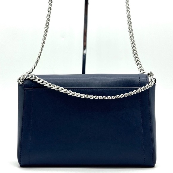 Michael Kors Kinsley leather Medium Shoulder Flap Crossbody Bag Navy Blue - Picture 5 of 9